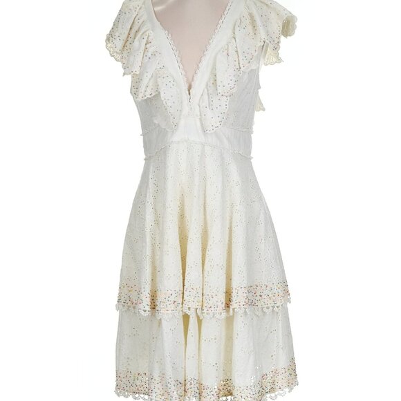 FARM Rio Eyelet Patch Beaded Mini Dress NWOT size Small - Picture 4 of 16